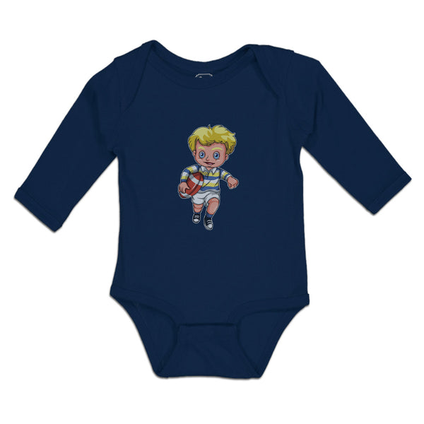 Long Sleeve Bodysuit Baby Boy with Rugby Ball Sport Running Boy & Girl Clothes - Cute Rascals