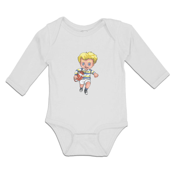 Long Sleeve Bodysuit Baby Boy with Rugby Ball Sport Running Boy & Girl Clothes - Cute Rascals