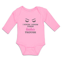 Long Sleeve Bodysuit Baby Know, Know Lashes Though Eyes Closed Eyebrow Cotton