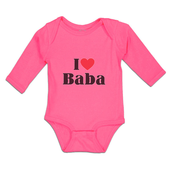 Long Sleeve Bodysuit Baby I Love Baba and Red Heart Symbol Boy & Girl Clothes