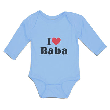 Long Sleeve Bodysuit Baby I Love Baba and Red Heart Symbol Boy & Girl Clothes