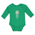 Long Sleeve Bodysuit Baby Beautiful Girl in Flower Wreath with Eyes Closed