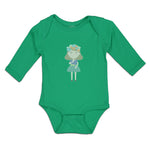 Long Sleeve Bodysuit Baby Beautiful Girl in Flower Wreath with Eyes Closed - Cute Rascals