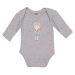 Long Sleeve Bodysuit Baby Beautiful Girl in Flower Wreath with Eyes Closed - Cute Rascals