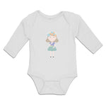 Long Sleeve Bodysuit Baby Beautiful Girl in Flower Wreath with Eyes Closed - Cute Rascals