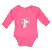 Long Sleeve Bodysuit Baby Lovely Cute Sleepy Unicorn with Closed Eyes Cotton