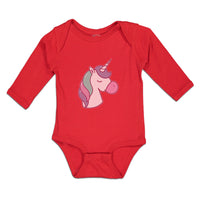 Long Sleeve Bodysuit Baby Lovely Cute Sleepy Unicorn with Closed Eyes Cotton