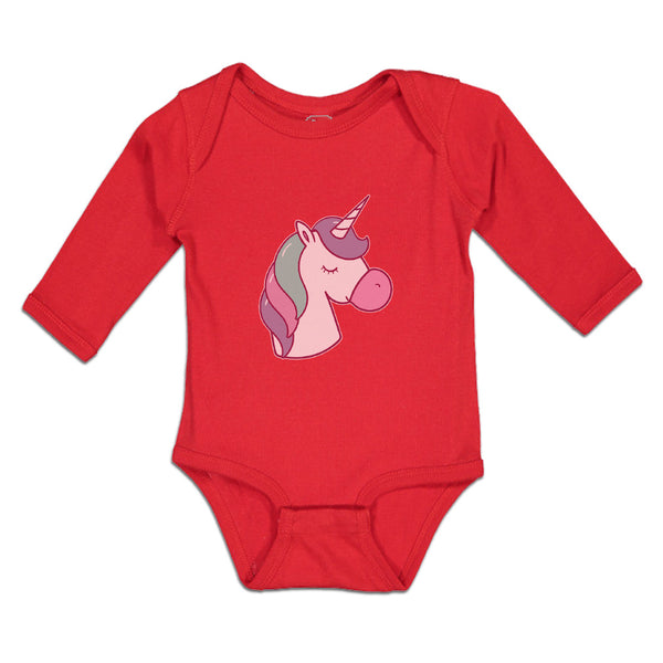 Long Sleeve Bodysuit Baby Lovely Cute Sleepy Unicorn with Closed Eyes Cotton
