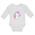 Long Sleeve Bodysuit Baby Lovely Cute Sleepy Unicorn with Closed Eyes Cotton