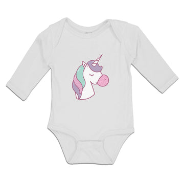 Long Sleeve Bodysuit Baby Lovely Cute Sleepy Unicorn with Closed Eyes Cotton