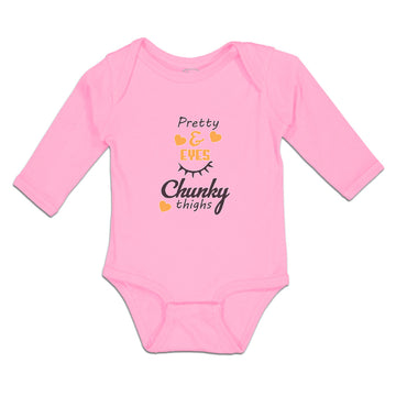 Long Sleeve Bodysuit Baby Pretty & Eyes Chunky Thighs with Yellow Heart Cotton
