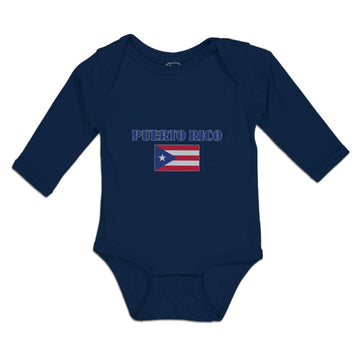 Long Sleeve Bodysuit Baby American National Flag of Puerto Rico Usa Cotton