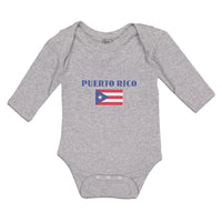 Long Sleeve Bodysuit Baby American National Flag of Puerto Rico Usa Cotton - Cute Rascals