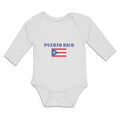 Long Sleeve Bodysuit Baby American National Flag of Puerto Rico Usa Cotton