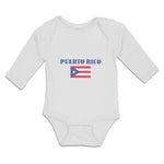 Long Sleeve Bodysuit Baby American National Flag of Puerto Rico Usa Cotton - Cute Rascals