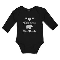 Long Sleeve Bodysuit Baby Sister Bear Hearts Sharp Pointed Arrow Cotton