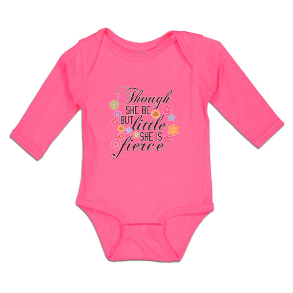 Long Sleeve Bodysuit Baby Though She but Little Fierce Flowers Design Cotton