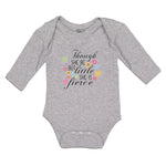 Long Sleeve Bodysuit Baby Though She but Little Fierce Flowers Design Cotton