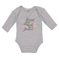 Long Sleeve Bodysuit Baby Though She but Little Fierce Flowers Design Cotton
