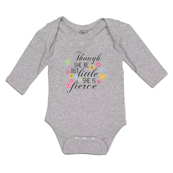 Long Sleeve Bodysuit Baby Though She but Little Fierce Flowers Design Cotton