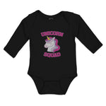 Long Sleeve Bodysuit Baby Magical Colorful Unicorn Squad with Eyes Closed Cotton