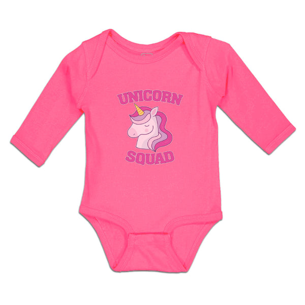 Long Sleeve Bodysuit Baby Magical Colorful Unicorn Squad with Eyes Closed Cotton