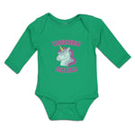 Long Sleeve Bodysuit Baby Magical Colorful Unicorn Squad with Eyes Closed Cotton