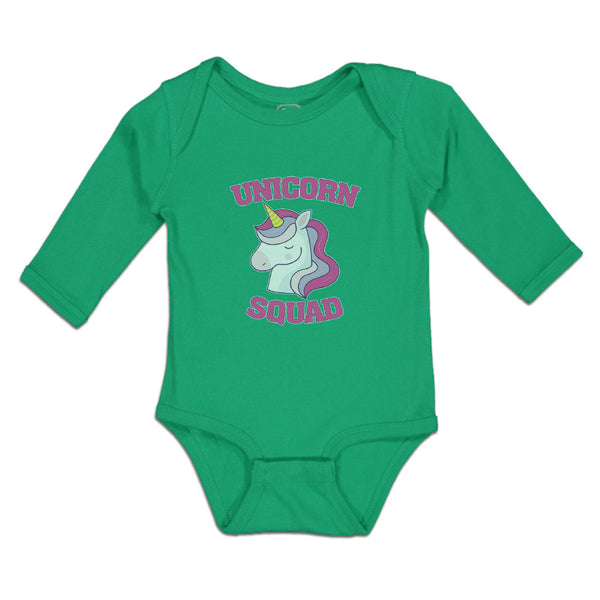 Long Sleeve Bodysuit Baby Magical Colorful Unicorn Squad with Eyes Closed Cotton