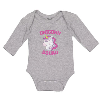 Long Sleeve Bodysuit Baby Magical Colorful Unicorn Squad with Eyes Closed Cotton