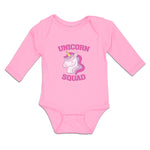 Long Sleeve Bodysuit Baby Magical Colorful Unicorn Squad with Eyes Closed Cotton
