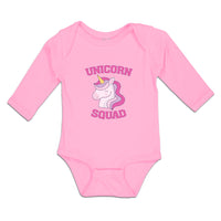 Long Sleeve Bodysuit Baby Magical Colorful Unicorn Squad with Eyes Closed Cotton