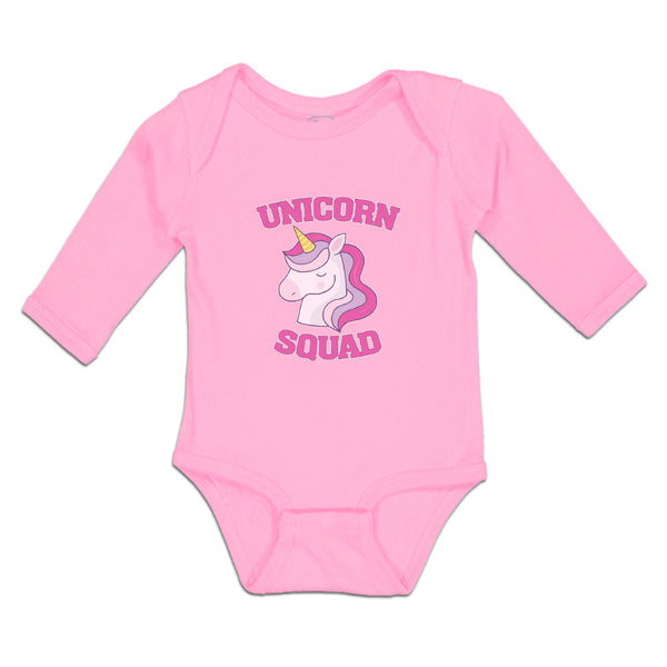 Long Sleeve Bodysuit Baby Magical Colorful Unicorn Squad with Eyes Closed Cotton