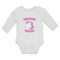 Long Sleeve Bodysuit Baby Magical Colorful Unicorn Squad with Eyes Closed Cotton