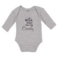 Long Sleeve Bodysuit Baby Witch Better Have My Candy with Hat and Lollipops