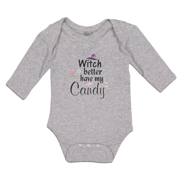 Long Sleeve Bodysuit Baby Witch Better Have My Candy with Hat and Lollipops