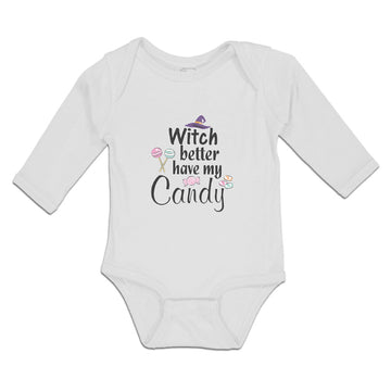 Long Sleeve Bodysuit Baby Witch Better Have My Candy with Hat and Lollipops