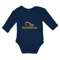 Long Sleeve Bodysuit Baby You Had Me at Construction Vehicle Crane Cotton