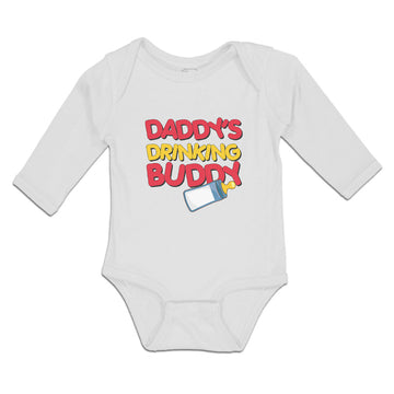 Long Sleeve Bodysuit Baby Daddy's Drinking Buddy with Baby's Feeding Bottle