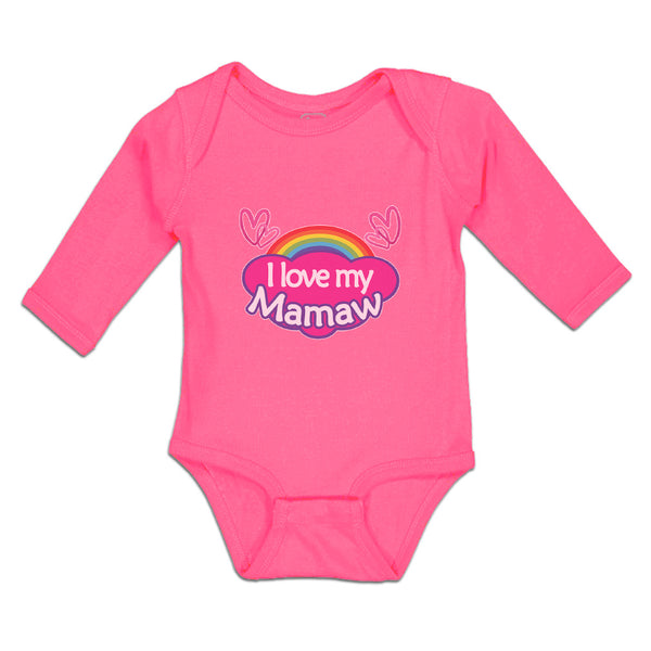 Long Sleeve Bodysuit Baby Love Mamaw Colourful Rainbow Outline Hearts Cotton