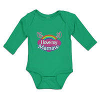 Long Sleeve Bodysuit Baby Love Mamaw Colourful Rainbow Outline Hearts Cotton