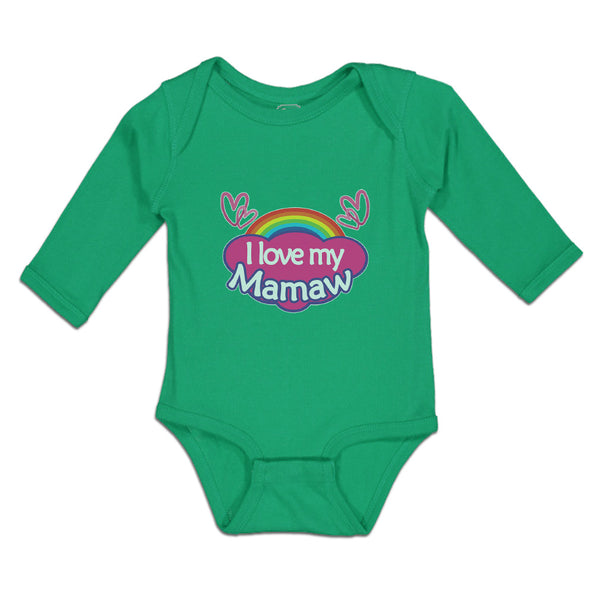 Long Sleeve Bodysuit Baby Love Mamaw Colourful Rainbow Outline Hearts Cotton