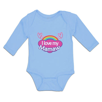 Long Sleeve Bodysuit Baby Love Mamaw Colourful Rainbow Outline Hearts Cotton
