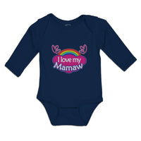 Long Sleeve Bodysuit Baby Love Mamaw Colourful Rainbow Outline Hearts Cotton