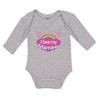 Long Sleeve Bodysuit Baby Love Mamaw Colourful Rainbow Outline Hearts Cotton