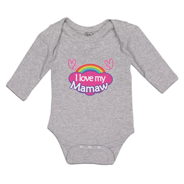 Long Sleeve Bodysuit Baby Love Mamaw Colourful Rainbow Outline Hearts Cotton