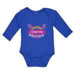 Long Sleeve Bodysuit Baby Love Mamaw Colourful Rainbow Outline Hearts Cotton