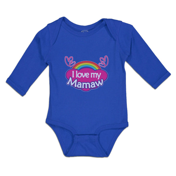 Long Sleeve Bodysuit Baby Love Mamaw Colourful Rainbow Outline Hearts Cotton