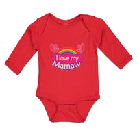 Long Sleeve Bodysuit Baby Love Mamaw Colourful Rainbow Outline Hearts Cotton