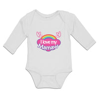 Long Sleeve Bodysuit Baby Love Mamaw Colourful Rainbow Outline Hearts Cotton