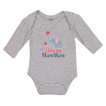 Long Sleeve Bodysuit Baby Love Mawmaw Elephants Towards Child Hearts Cotton